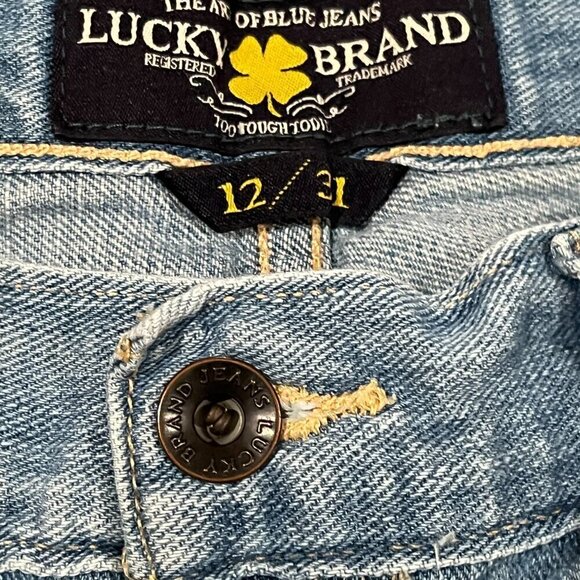 LUCKY BRAND Riley Jean Cut Off Shorts Stretch Denim Embroidered Hem - Picture 3 of 9